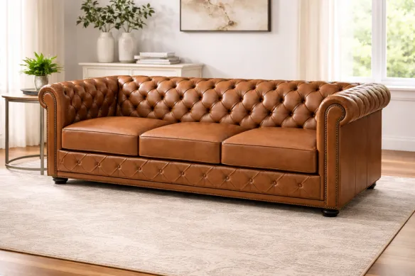 Ashbury Tufted Leather Sofa